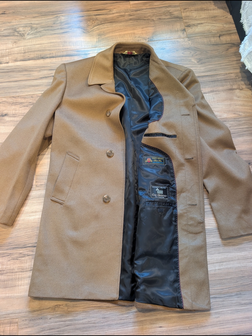 Prontomoda Y2K# Men's Camel Wool-Blend Overcoat - Classic Single-Breasted Style